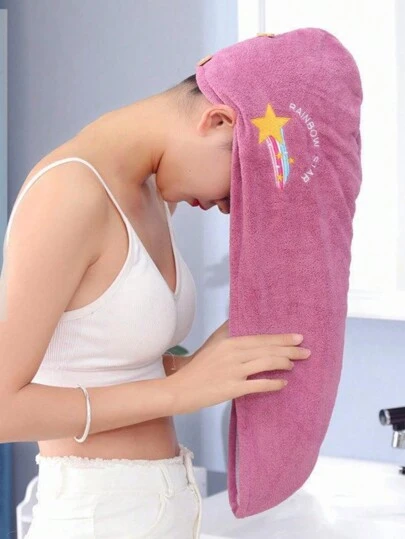 1 件装快速干发毛巾超细纤维毛巾防毛躁干发毛巾速干头发干发巾女童沙滩浴帽家居浴室装饰秋季装饰返校