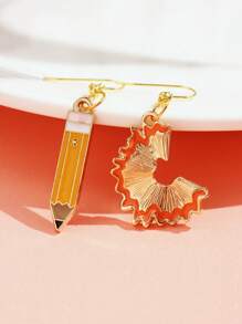 1 đôi Bông tai bất đối xứng bằng bút chì kim loại sáng tạo và dễ thương, lý tưởng cho ngày nhà giáo và quà tặng tốt nghiệp cho phụ nữ - Màu xanh lá cây đậm - Xem 6