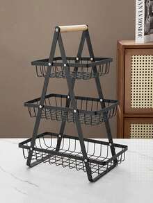 通用櫃檯水果和蔬菜籃，附有可拆卸碗和木柄 – 非常適合新鮮產品儲存和廚房整理，蔬菜，水果，食品，廚房， 廚房用品，廚房工具，廚房物品。