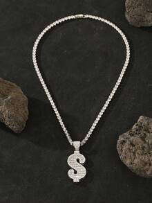 1 cái Iced Out Men Punk School Mạ vàng 18K Mạ bạch kim Chất lượng cao $ Hình Hip-Hop Iced Out 20 inch Tennis Chain Mặt dây chuyền Vòng cổ lát AAAAA Cubic Zirconia Rapper Trang sức - Đô la Mỹ - Xem 9