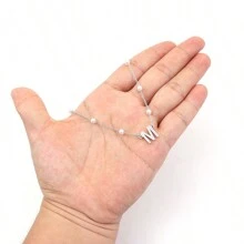 1pc Vintage Letter Pendant Pearl Chain Necklace, Suitable For Women Party Wear - Style 2 - View 3