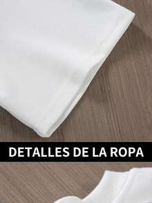 4 Piezas hombres de moda de color sólido suelto cuello redondo camiseta, cómodo suave transpirable camisas de los hombres, los hombres tops - Gris - Ver 9