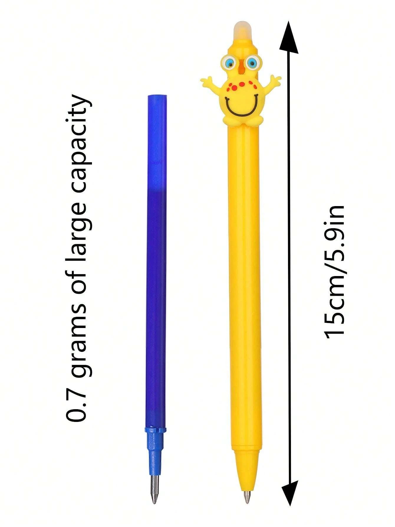 6pcs Cute Monster Cartoon Erasable Ballpoint Pens, 0.5mm Blue Water