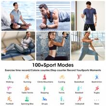 2024 新款男女健身追踪器智能手表（拨打/接听蓝牙电话）、活动追踪器、多运动模式、自定义表盘智能手表兼容 IOS 和 Android - 黑色 - 查看 7