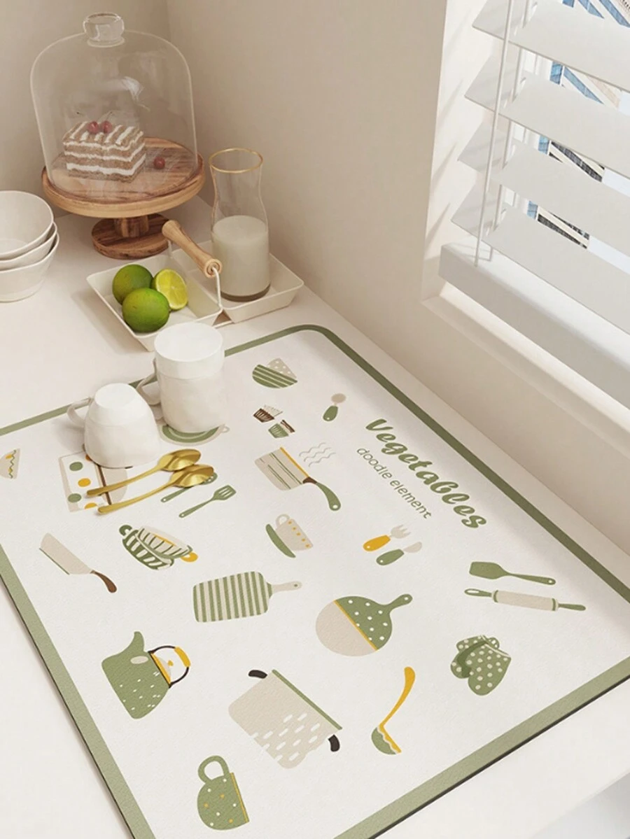 1入組廚房排水墊，餐具碟墊，水控墊，桌杯墊，吸水墊 - 彩色 - 查看 1