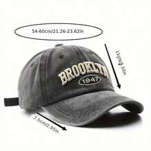 可调节水洗牛仔棒球帽，男女皆宜，复古风格，防晒，1947 时尚街头服饰 - A - 查看 3