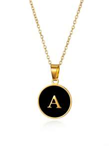 優雅精美的O形鍊環26個字母項鍊吊墜，金色簡約項鍊，適合作為女孩的節日生日禮物，不鏽鋼珠寶