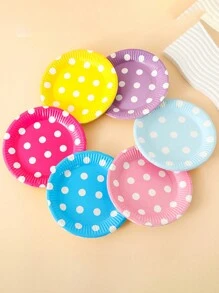 1包含10片圓形彩色假日主題紙盤，為聚會現場裝飾、裝蛋糕或使用的一次性紙盤，適用於家庭聚會假日用品。 - 彩色 - 查看 12