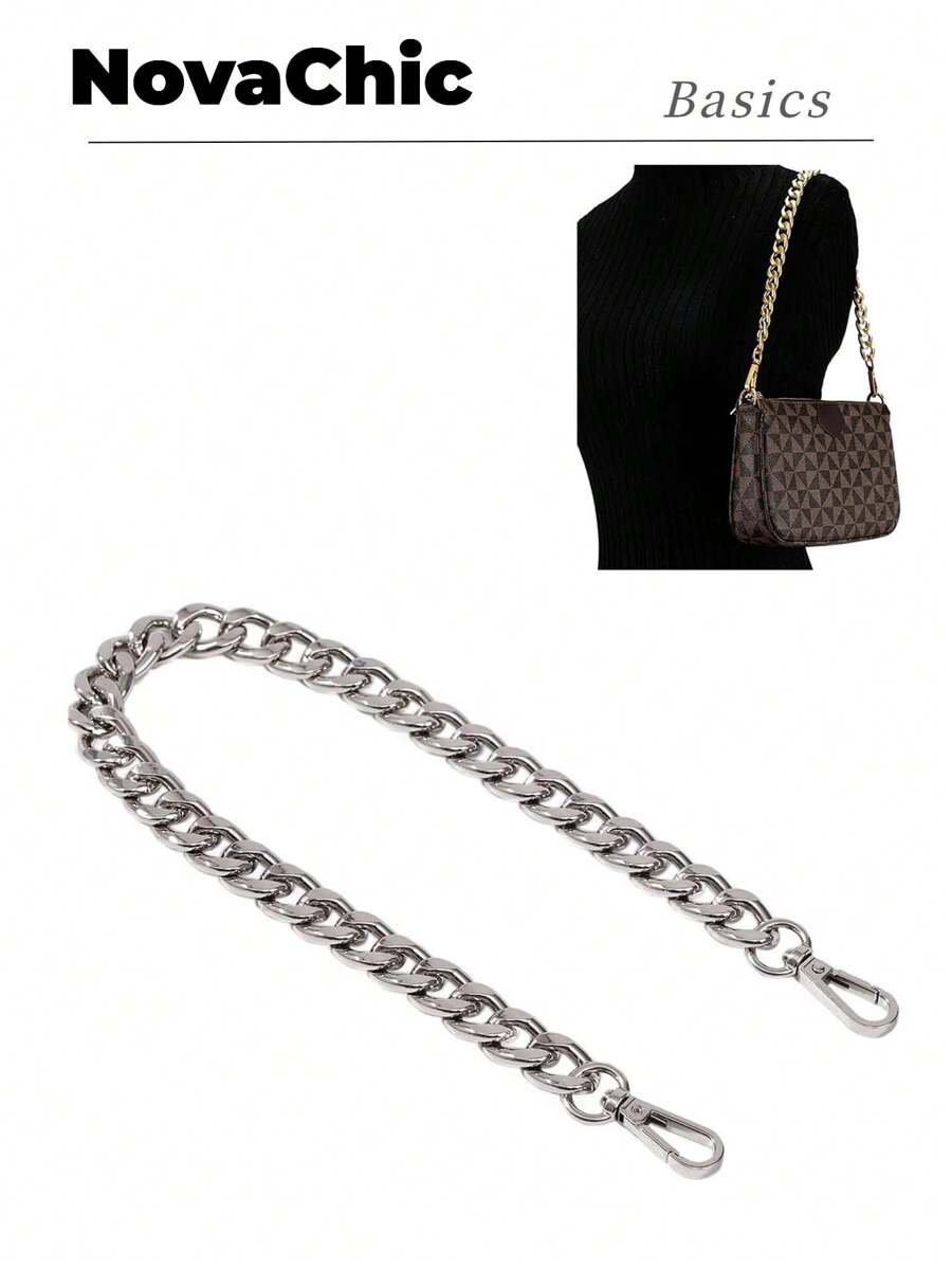 Chain Bag Strap For Strap Replacement Metal Aluminum Portable Bag Accessories Stylish Durable For Rookies & White-collar Workers For Teen Girls Women College Students - Silver - View 1