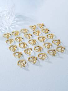 1 件时尚个性化锆石 26 字母戒指，女士可调节情侣戒指，奢华礼物，海外全新设计