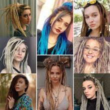 24 Inch Dreadlock Extensions Thin 0.6cm Single Ended Synthetic Dreads Extensions Hippie Style Fake Dreads 10 Strands SE Crochet Thin Dreadlocks Extensions For Girls - 自然黑 - 查看 7