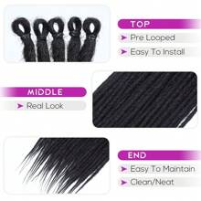 24 Inch Dreadlock Extensions Thin 0.6cm Single Ended Synthetic Dreads Extensions Hippie Style Fake Dreads 10 Strands SE Crochet Thin Dreadlocks Extensions For Girls - 自然黑 - 查看 6
