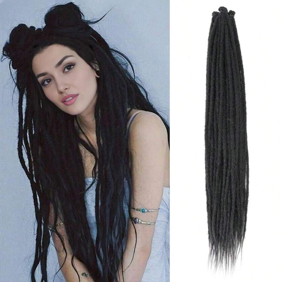 24 Inch Dreadlock Extensions Thin 0.6cm Single Ended Synthetic Dreads