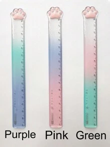 2 pezzi/3 pezzi Righello carino a forma di zampa di gatto, righello a colori degradati da 15 cm, forniture per cancelleria per studenti