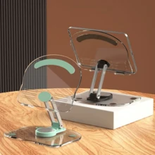 亞克力360度旋轉通用多功能平板電話支架，帶有防滑折疊便攜式iPad座架，桌面支架 - 彩色 - 查看 2