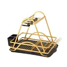 家用铝制厨房沥水盘储物架、餐具沥水架、桌面、碗碟储物篮、家居储物、储物、厨房收纳、厨房用品、房间装饰、家居装饰。 - 彩色 - 查看 10