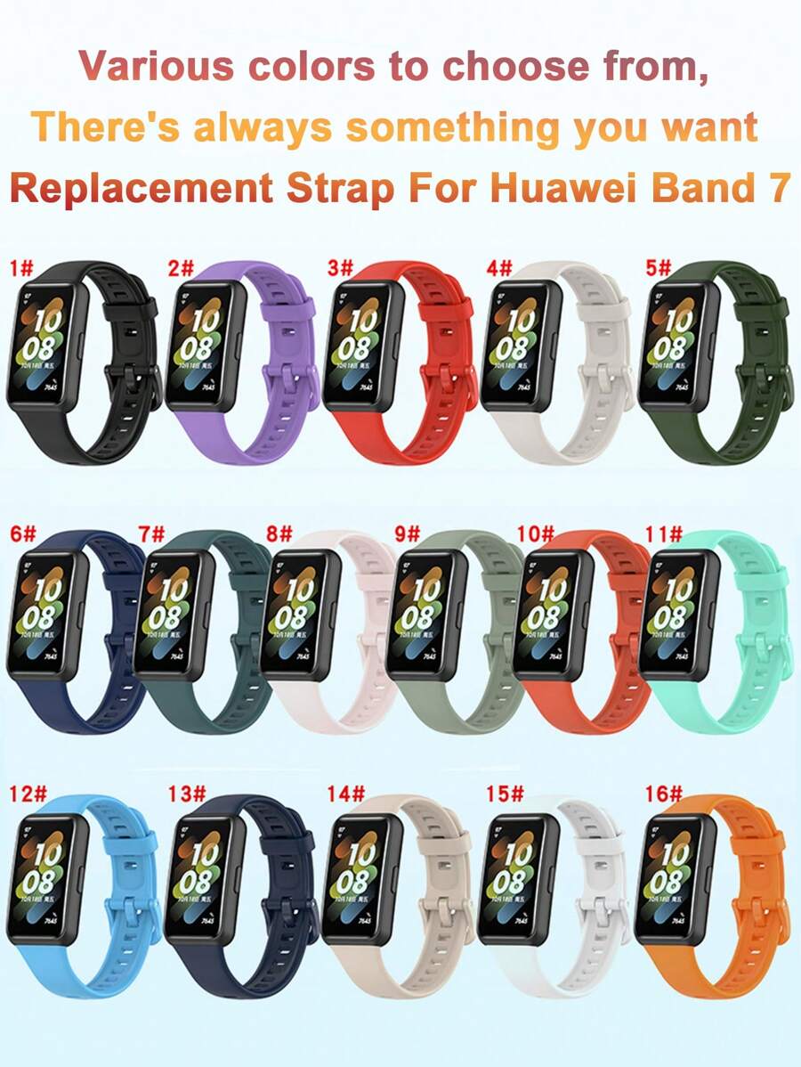 1 条替换表带,适用于华为手环 7 柔软硅胶表带,智能手表配件腕带,适用于华为手环 7,可作为返校学生的礼物 - for huawei band 7 - 查看 1