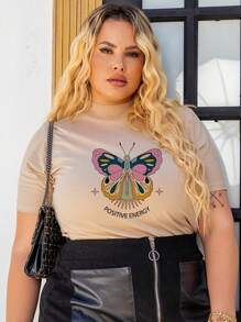 Plus Size T-Shirts - 米色 - 查看 3