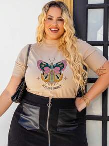 Plus Size T-Shirts - 米色 - 查看 1