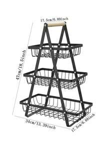 通用櫃檯水果和蔬菜籃，附有可拆卸碗和木柄 – 非常適合新鮮產品儲存和廚房整理，蔬菜，水果，食品，廚房， 廚房用品，廚房工具，廚房物品。