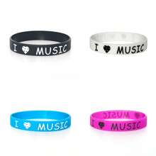 4 colores diferentes Banda de silicona para fiesta de música con la inscripción Yo AMO LA MÚSICA, estilo punk adecuado para adolescentes, tanto hombres como mujeres