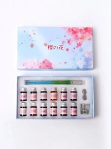 Neues Set für romantischen Glasfeder-Tintenstift, mehrteiliges Set in Geschenkbox, Farbverlauf Set, ideal für Geburtstagsgeschenke für Freunde und Klassenkameraden zum Schulanfang Saison