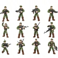 1 Set Mini Buildable Action Figure Model Kit With Weapon Accessories, Suitable For Men Party Favor, Diorama Hobbyist, War Game Simulation (Random Color) - Brick Man - View 12