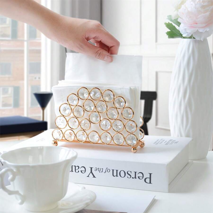 Elegante porta tovagliolo in cristallo 1 pezzo - Design in metallo resistente per una decorazione sofisticata del tavolo, decorazione della casa, forniture scolastiche - Multicolore - Visualizzare 1