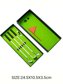 1套迷你高爾夫主題金屬圆珠筆套裝，卡通設計 - 帶咔嗒聲的筆帽，適合18歲以上人士 | 高爾夫球愛好者的理想禮物，高爾夫球配件圆珠筆 - 彩色 - 查看 5