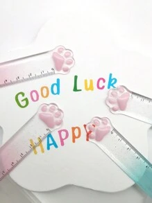 2 pezzi/3 pezzi Righello carino a forma di zampa di gatto, righello a colori degradati da 15 cm, forniture per cancelleria per studenti