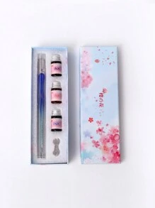 Neues Set für romantischen Glasfeder-Tintenstift, mehrteiliges Set in Geschenkbox, Farbverlauf Set, ideal für Geburtstagsgeschenke für Freunde und Klassenkameraden zum Schulanfang Saison
