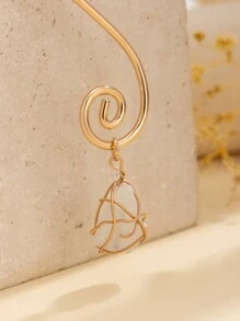 1 peça estilo boêmio vintage assimétrico cristal turquesa pingente espiral aberto pulseira, adequado para uso diário feminino e decoração casual de férias, charmoso presente de joia corporal (formato e tamanho do pingente turquesa aleatórios)