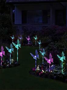 4pcs Solar Butterfly Garden Stake Lights - LED Decorative Pathway Lighting With 8 Modes, Outdoor Solar Powered Landscape Lamps For Yard, Patio, Flower Pots, Home Decor-Without Remote Control - Butterfly - View 7
