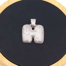 1件熱門氣泡字母項鍊,金鍍和方晶鋯石材質,可提供26個字母選擇,男女適用於日常佩戴 - 銀色 - 查看 39