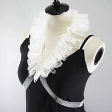 1PC Black Unisex Vintage Lace Ruffled Detachable Collar Victorian Edwardian Costume Jabot Unisex - White G - View 4