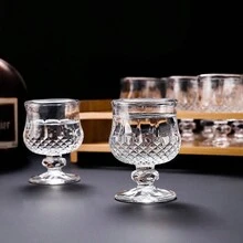 创意复古白葡萄酒杯，金色高脚雕花杯，极具吸引力的迷你高脚杯，适用于烈酒和甜酒，家用 - 多款 - 查看 8