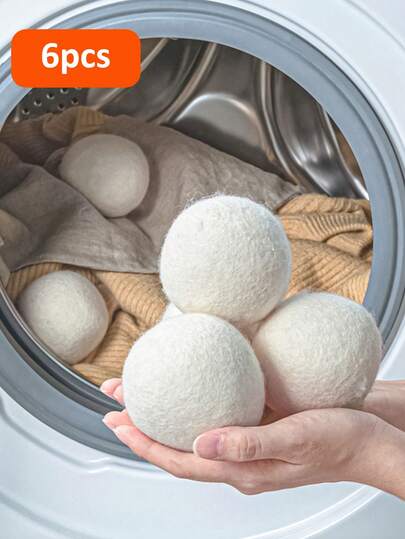 1-12pcs 100% Pure Wool Dryer Balls, Natural Fabric Softener, Reusable, Reduces Wrinkles, Saves Drying Time And Energy, Replaces Dryer Sheets And Chemical Softeners. Solid Laundry Balls Suitable For All Clothes, Can Be Used For Washing Shirts, Bras, Socks, Stockings, Underwear, Machine Washable, Ideal Home Cleaning Accessory.