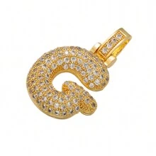 1入鑲嵌泡泡字母金鍍吊墜項鍊,26個字母供男女日常佩戴