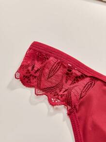 4pcs/Pack Women Lace Seamless Thong Panties, Comfortable Lace Splice, Sexy - Multicolor - View 6