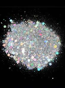 50克全息混合六边形粗粒银色亮片美甲亮片，0.2毫米/1毫米/3毫米激光闪亮薄片，美甲装饰 - 彩色 - 查看 5