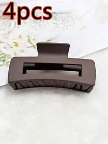 4入組純色霧面中空髮夾，具有強大的防滑力，適合女士，簡約霧面矩形髮夾，可用於女士薄或厚髮的夾子造型配件