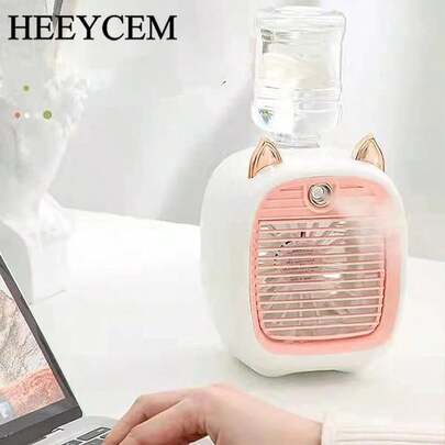 HEEYCEM Portable Mini Air Conditioner Fan Electric Fan Desk Misting 1200mAh 3 Gear Air Conditioner Water Cooling Fan USB Type-C Charging Spray Humidifier Fan Home Birthday Gifts Christmas Gifts