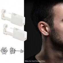 4 Packs Ear Piercing Kit Disposable Ear Piercing Gun Self Ear Piercings Gun Kit Tool With Cubic Zirconia Stud Earrings,At Home Self Ear Piercer Kit - White Or Pink - View 8