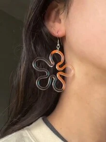 一对霓虹彩虹融化心形吊坠耳环，适合作为节日、生日、派对等场合送给女性的珠宝礼物（不含贺卡） - 炫彩花朵 - 查看 3