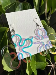 一对霓虹彩虹融化心形吊坠耳环，适合作为节日、生日、派对等场合送给女性的珠宝礼物（不含贺卡） - 炫彩花朵 - 查看 5