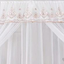 1入組白色蕾絲門簾，日式雙層蚊帳簾，適用於臥室客廳廚房隔間