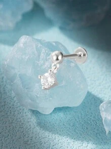 EleRunis 1 đôi bông tai bạc 925 mạ vàng 18K, kiểu cài móng vuốt, thích hợp cho xỏ khuyên xương tai/sụn tai/xoắn tai, trang sức ít gây dị ứng, phù hợp cho phụ nữ và bé gái đeo hàng ngày, dự đám cưới, tiệc tùng, lễ đính hôn. - Bạc - Xem 4