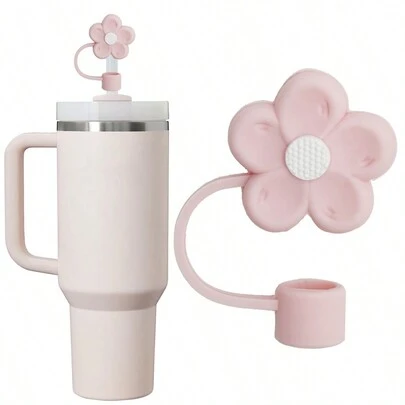 1 Ống Hút Silicon Hình Hoa Hoạt Hình  Vỏ Bọc Cốc, Ống Hút Có Thể Tái Sử Dụng Kín Khí Và Chống Bụi Ống Hút Uống Nắp Ống Hút Chống Nước Phụ Kiện Vỏ Dễ Thương