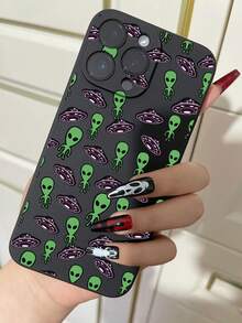 滴落防護外星人黑色柔軟手機殼，適用於iPhone HUAWEI Honor Xiaomi Redmi Samsung Galaxy - 黑色 - 查看 2