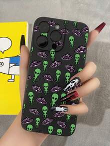 滴落防護外星人黑色柔軟手機殼，適用於iPhone HUAWEI Honor Xiaomi Redmi Samsung Galaxy - 黑色 - 查看 4